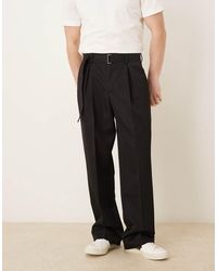 ASOS - Smart Wide Leg Trouser With Belt Detail - Lyst
