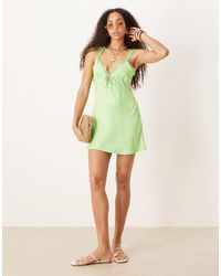 ASOS - Frill Detail Cami Satin Slip Mini Dress - Lyst