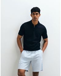 Mango - Knitted Quarted Zip Poloshirt - Lyst