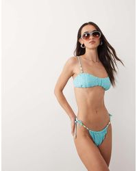 Miss Selfridge - Textured Faux Peal Tie Side Bikini Bottoms - Lyst