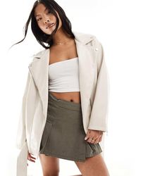 ASOS - Asos Design Petite Longline Oversized Faux Leather Biker Jacket - Lyst