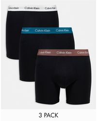 Calvin Klein - Cotton stretch - confezione da 3 boxer neri con elastico colorato - Lyst