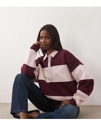 Kaiia - Oversized Long Sleeve Cotton Rich Rugby Sweatshirt - Lyst