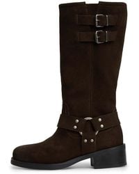 Tommy Hilfiger - Premium Brushed Suede Moto Boots With Buckle Detail - Lyst