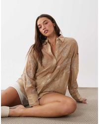 Mango - Sheer Oversized Shirt With Embellishment - Lyst