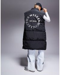 ASOS - Weekend Collective Maxi Padded Gilet With Back Logo - Lyst