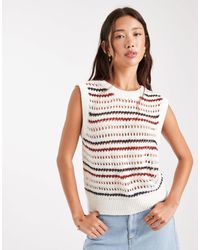 Object - Crochet Knit Sleeveless Layering Vest - Lyst