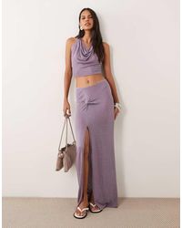 Miss Selfridge - Glitter Knit Twist Detail Maxi Skirt - Lyst
