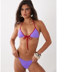 ASOS - Mara Towelling Triangle Bikini Top With Contrast Binding - Lyst