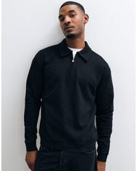 New Look - Textured Knit 1/4 Zip Polo - Lyst