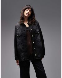 AllSaints - Bryn Denim Jacket With Gold Button Detail - Lyst