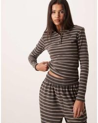 Wanderdoll - Frankie Premium Heavyweight Jersey Collar Detail Long Sleeve Polo Top - Lyst