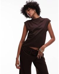 Mango - Polyamide Slash Neck Cap Sleeve T-shirt Co-ord - Lyst