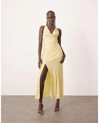 ARRANGE - Embellished Crystal Drape Maxi Dress With Twist Detail - Lyst