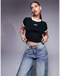 HUGO - Logo Baby Ringer T-Shirt - Lyst