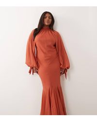 ASOS - Asos Design Curve High Neck Maxi Dress With Godet Hem - Lyst