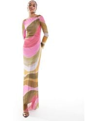 Vero Moda - Long Sleeved Mesh Dress Maxi - Lyst
