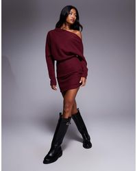 ASOS - Supersoft Long Sleeve Fallen Shoulder Mini Dress - Lyst