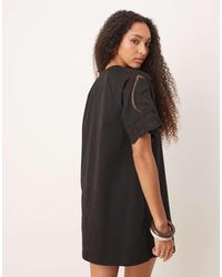 ASOS - Crochet Lace Sleeve T-shirt Mini Dress - Lyst