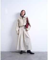 TOPSHOP - Falda Larga A Rayas Monocromáticas De Corte Amplio Con Tablas De Tejido Grueso Liso De - Lyst