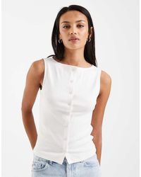 ASOS - Button Down Boat Neck Top - Lyst