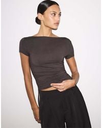 Stradivarius - Short Sleeve T-Shirt With Side Ruching - Lyst