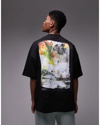 TOPMAN - Extreme Oversized Fit T-shirt With Front And Back Frozen Flowers Embroidered Patch Print - Lyst