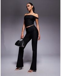 ASOS - Pantalon slim d'ensemble ajusté et évasé - noir à fines rayures - Lyst