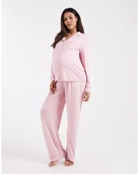 ASOS - Asos Design Maternity Super Soft Long Sleeve Shirt & Pants Pajama Set - Lyst