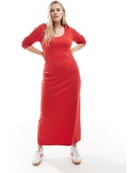 ASOS - Asos Design Curve Ribbed Scoop Neck Long Sleeve Maxi Dress - Lyst