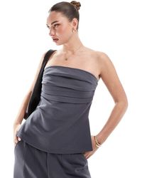 ASOS - Top Con Escote Palabra De Honor Y Detalle Plisado De Punto Roma De (Parte De Un Conjunto) - Lyst