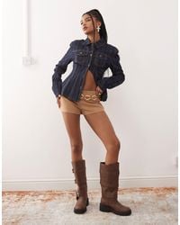 Lioness - Sun Drenched Faux Suede Low Waisted Micro Shorts - Lyst