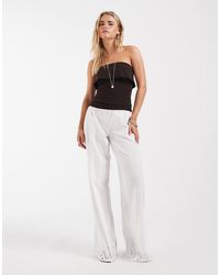 Only Petite - Nly Petite 100% Cotton Pull On Trousers With Embroidery - Lyst