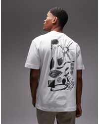 TOPMAN - Premium Oversized Fit T-shirt With Front And Back Abstract Scribble Raised Print And Applique - Lyst