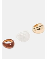 ASOS - Pack Of 3 Rings With Mixed Resin And Gold Tone - Lyst