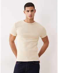 ASOS - Muscle-Fit Geribbeld T-Shirt Van Superzware Stof - Lyst