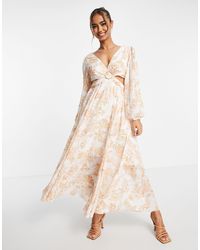 EVER NEW - Cut-out Long Sleeve Maxi Dress - Lyst
