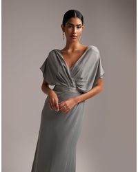 ASOS - Bridesmaid Short Sleeved Cowl Front Maxi Dress With Button Back Detail - Lyst