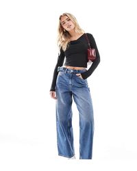 Miss Selfridge - Baggy Jeans Met Bandje - Lyst