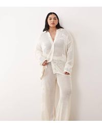 Pretty Lavish Curve - Open Knit Oversize Floral Trouser Co-Ord - Lyst