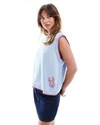 ASOS - Débardeur en maille avec homard brodé - clair - Lyst