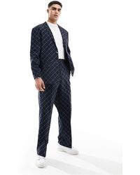 ASOS - Wide Leg Bias Cut Check Suit Trouser - Lyst