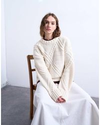 TOPSHOP - Knit Argyle Sweater - Lyst