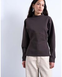 TOPSHOP - Interlock Cinch Waist Long Sleeve Funnel Neck Top - Lyst