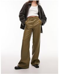 TOPSHOP - Pantalon large en imitation cuir - Lyst