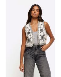 River Island - Embroidered Floral Waistcoat - Lyst