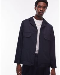 TOPMAN - Smart Harrington Wool Mix Suit Jacket - Lyst