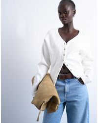 TOPSHOP - – taillierte longline-strickjacke aus kompaktem strick - Lyst