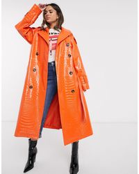ASOS Oversized Croc Trench Coat - Orange