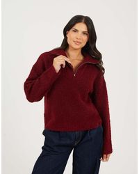 Brave Soul - Boucle Yarn Jumper With Zip Neck - Lyst